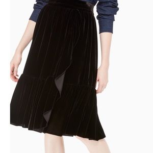 Kate spade ruffle front velvet skirt